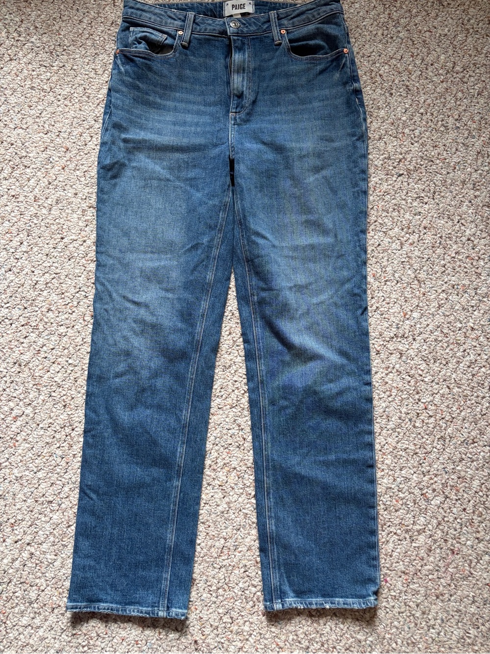 Paige 29 Stella medium Wash High Waisted Straight Leg denim blue Jeans 28 inseam